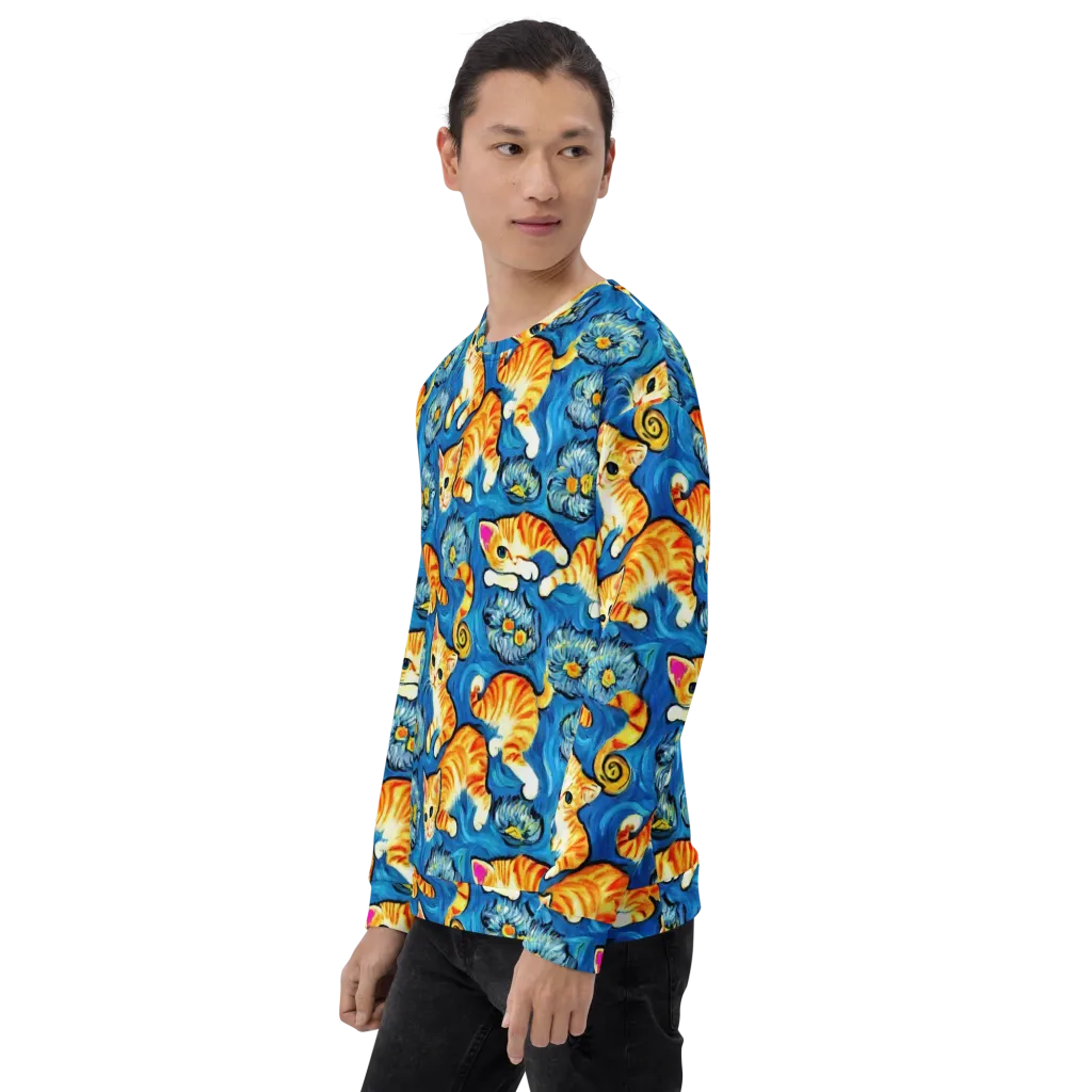 Indigo Marmalade Cats on Sweatshirt — Left Front