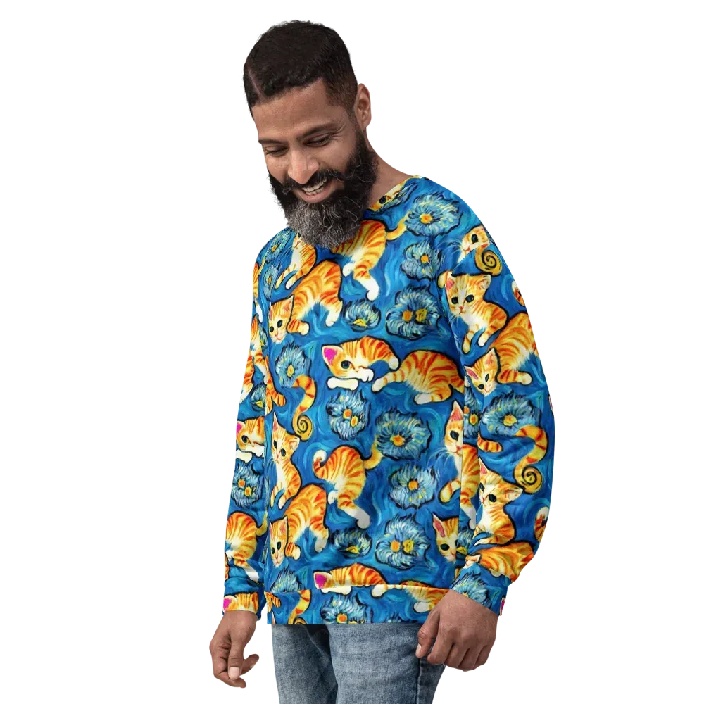 Indigo Marmalade Cats on Sweatshirt — Left Front