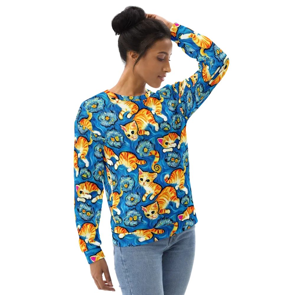 Indigo Marmalade Cats on Sweatshirt — Right Front