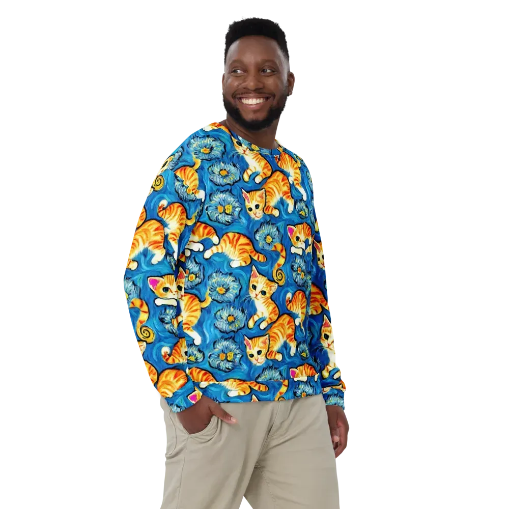 Indigo Marmalade Cats on Sweatshirt — Front