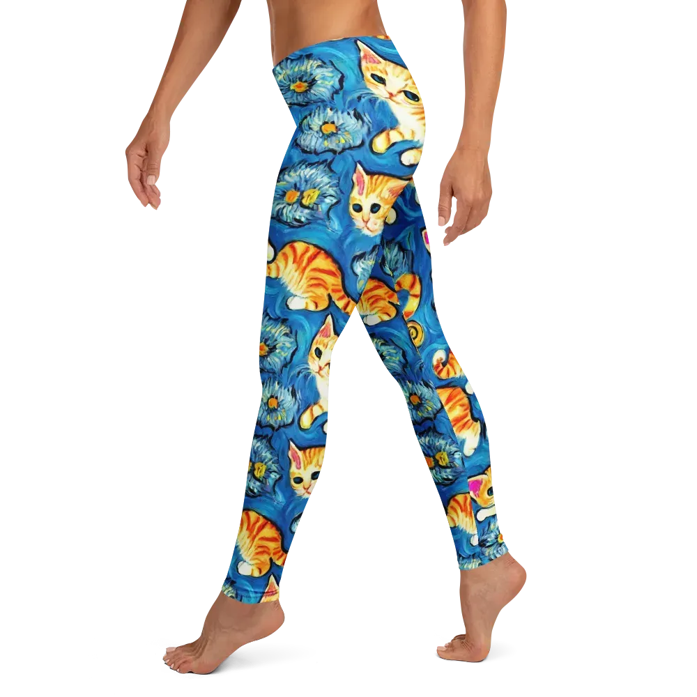 Indigo Marmalade Cats on Leggings — Left
