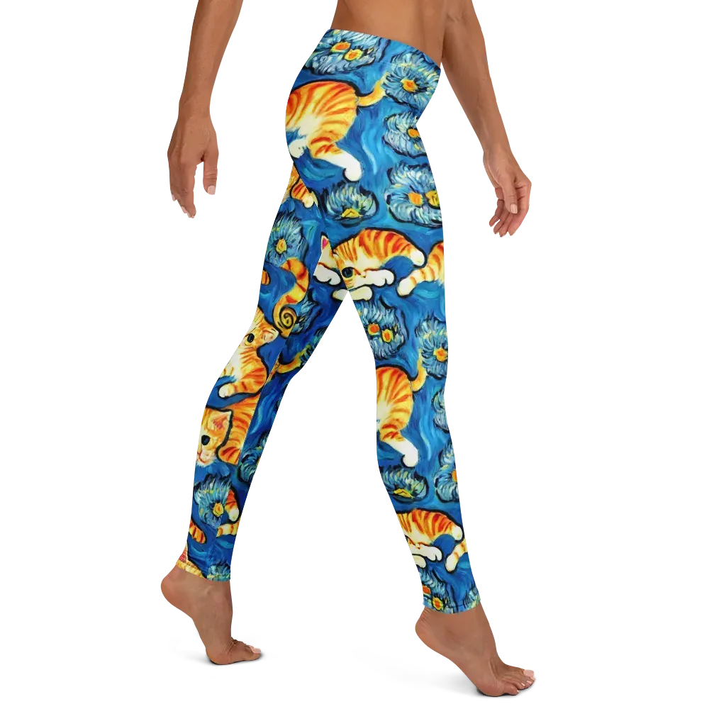 Indigo Marmalade Cats on Leggings — Right