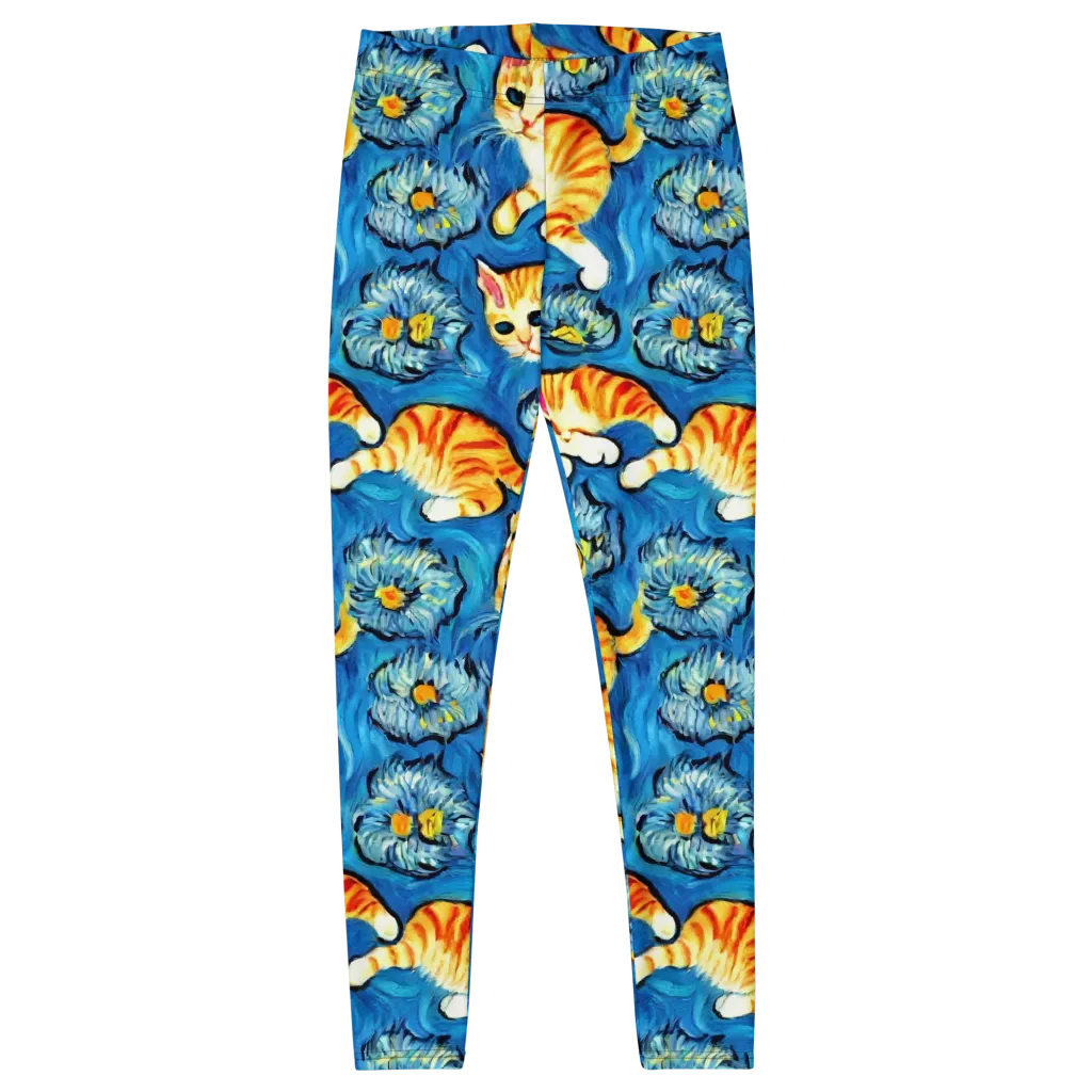 Indigo Marmalade Cats on Leggings — Front