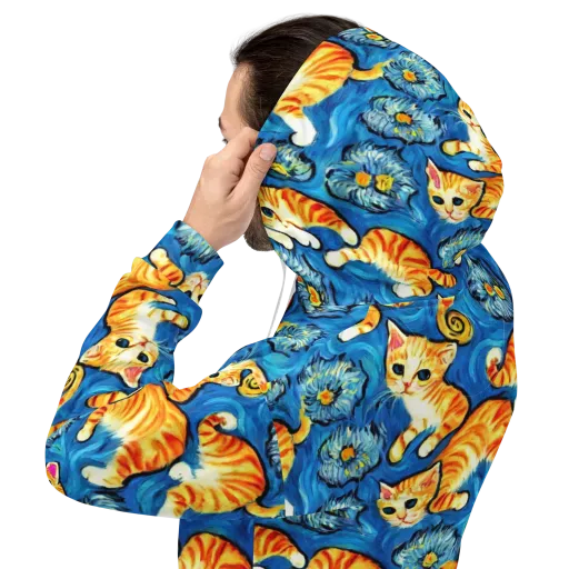 Indigo Marmalade Cats on a Hoodie