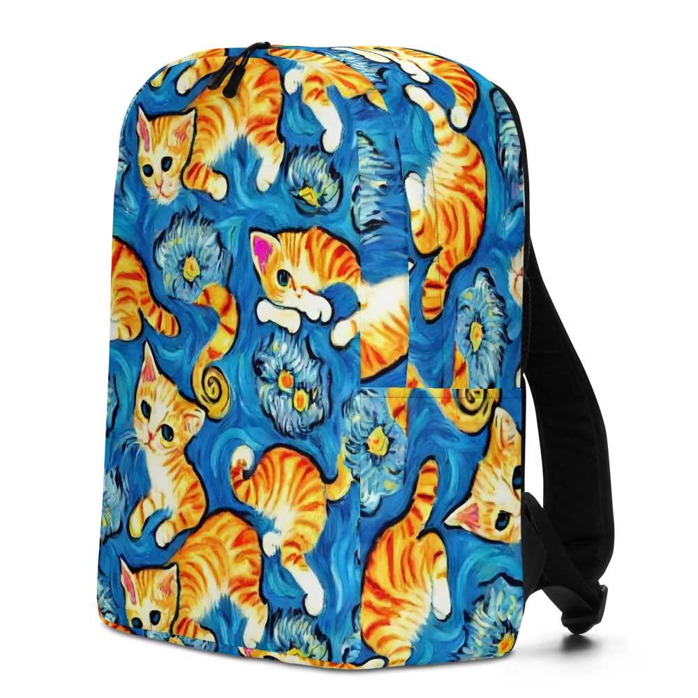 Indigo Marmalade Cats on Minimalist Backpack — Left