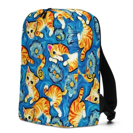 Indigo Marmalade Cats on a Minimalist Backpack