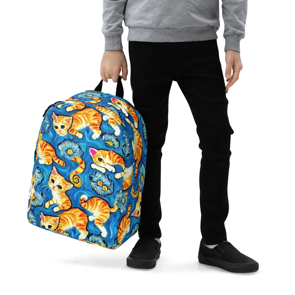 Indigo Marmalade Cats on Minimalist Backpack — Zoomed-in