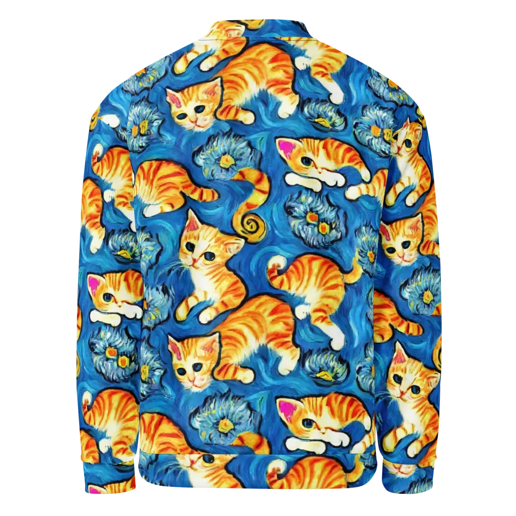 Indigo Marmalade Cats on Bomber Jacket — Back