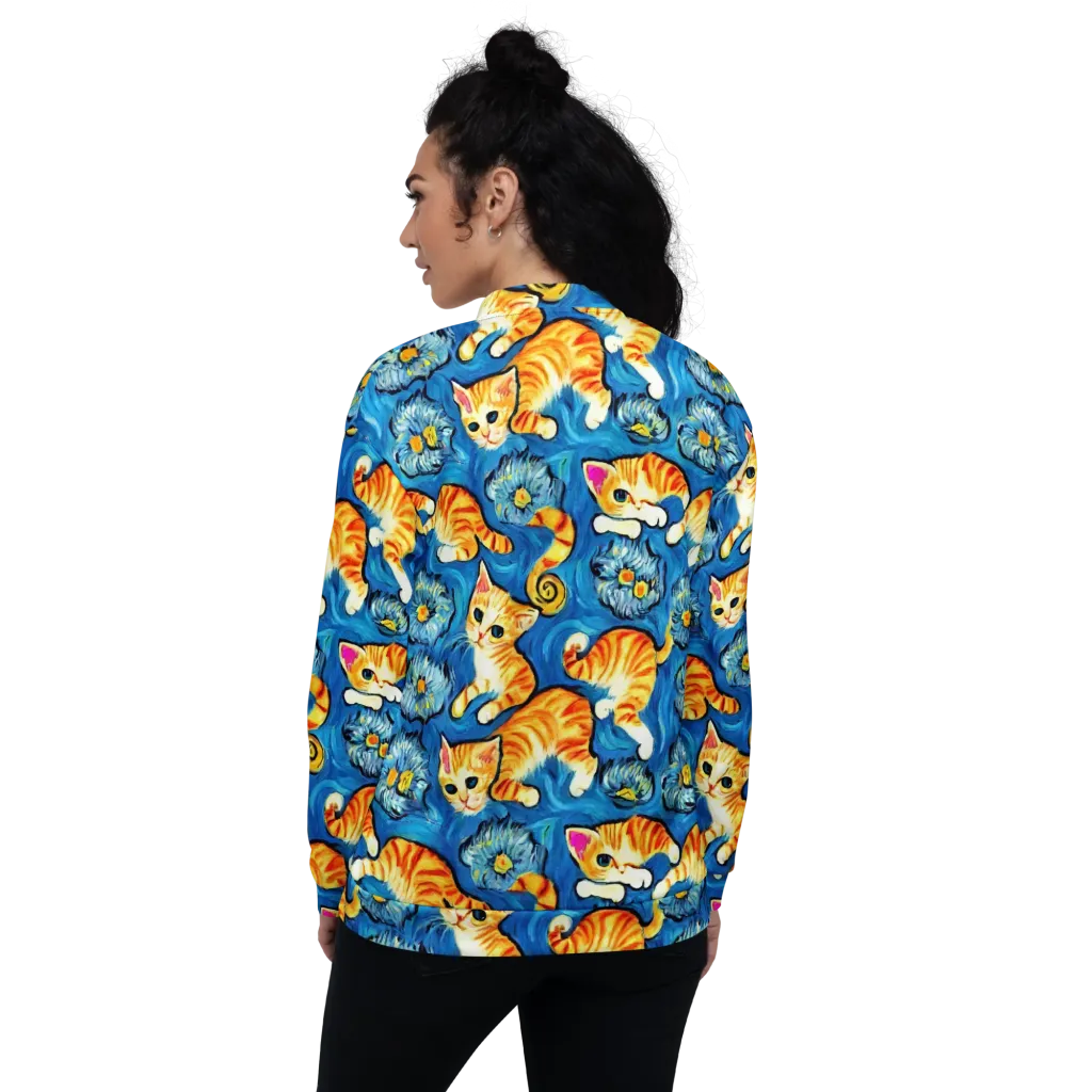 Indigo Marmalade Cats on Bomber Jacket — Back