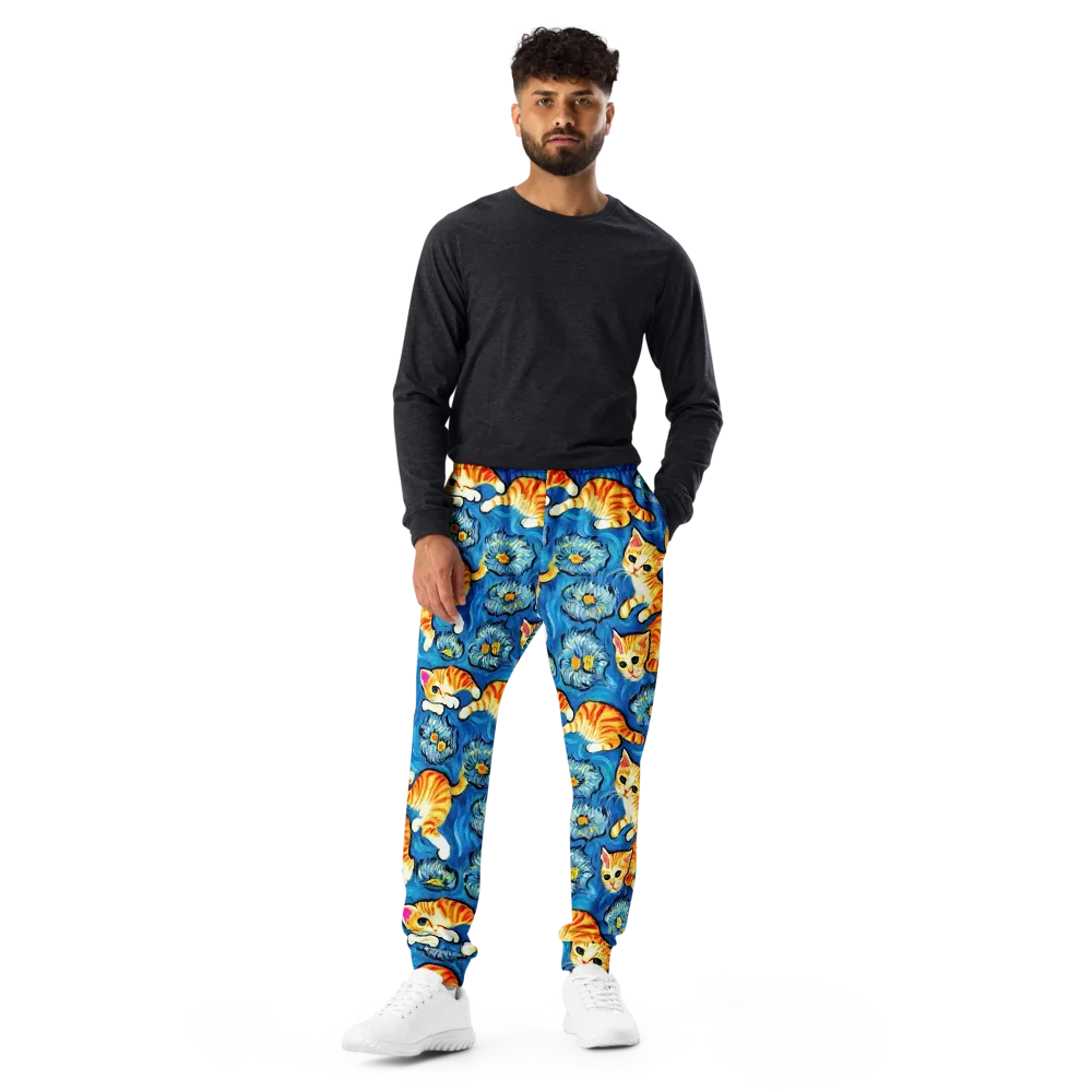 Indigo Marmalade Cats on Men's Joggers — Front