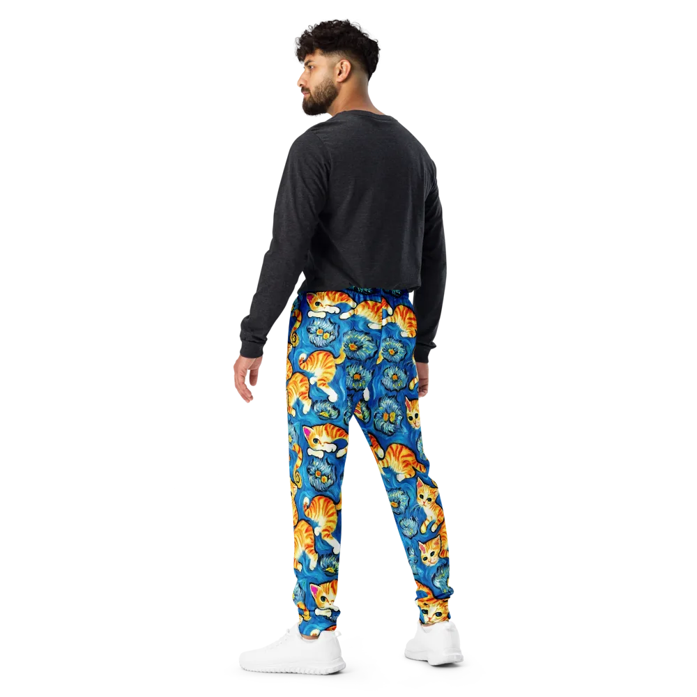 Indigo Marmalade Cats on Men's Joggers — Back