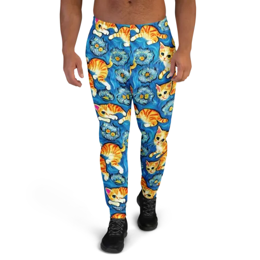 Indigo Marmalade Cats on a Men's Joggers