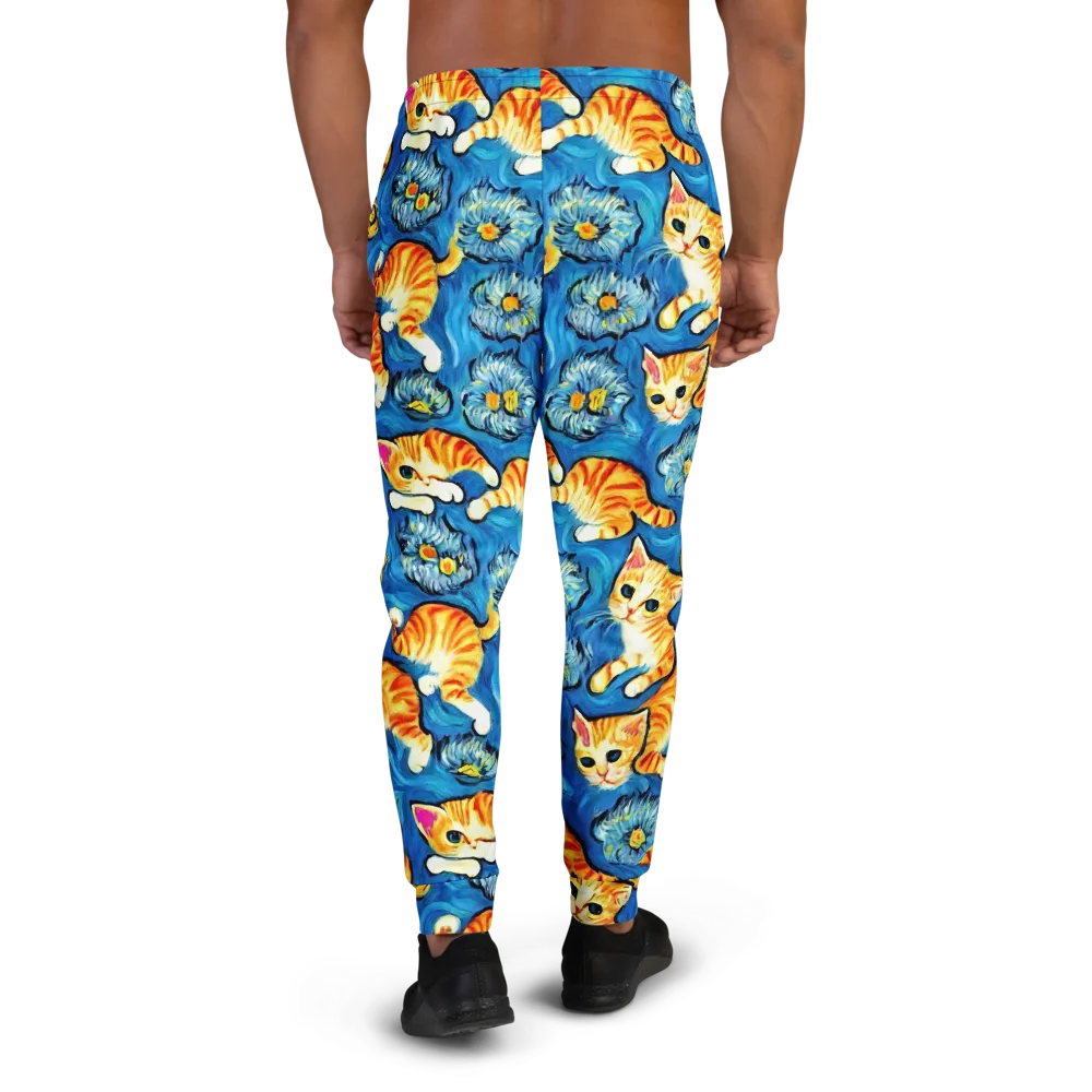 Indigo Marmalade Cats on Men's Joggers — Back