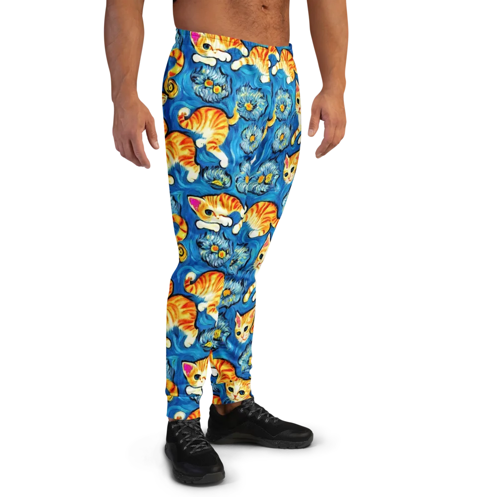 Indigo Marmalade Cats on Men's Joggers — Right