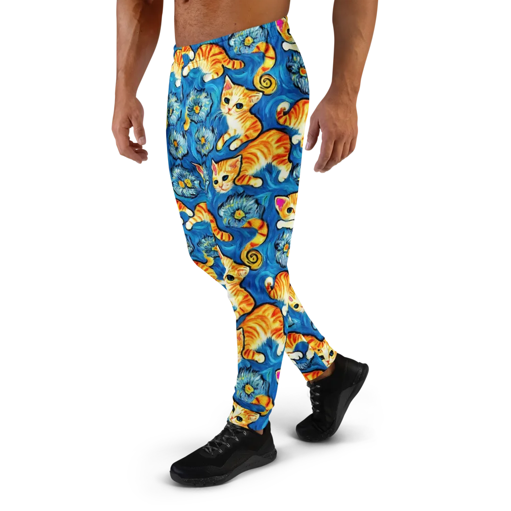 Indigo Marmalade Cats on Men's Joggers — Left