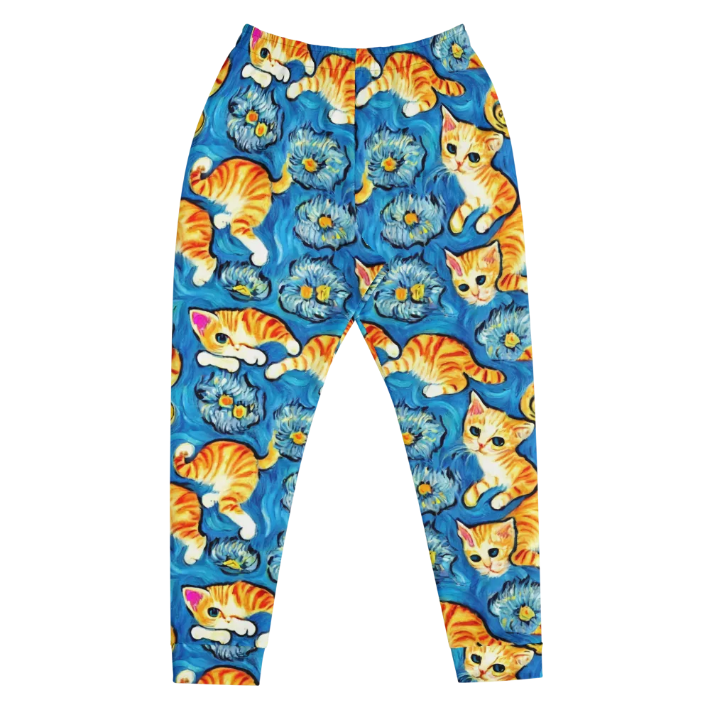 Indigo Marmalade Cats on Men's Joggers — Front