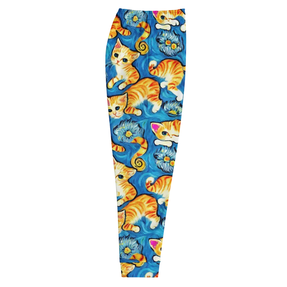 Indigo Marmalade Cats on Men's Joggers — Right