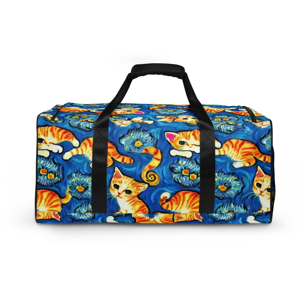 Indigo Marmalade Cats on Duffle Bag — Back