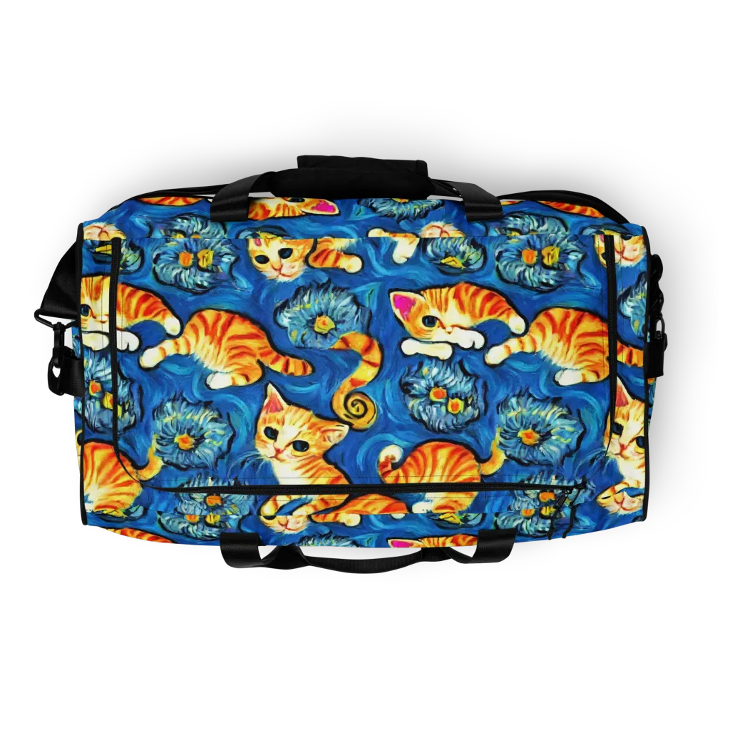 Indigo Marmalade Cats on Duffle Bag — Top