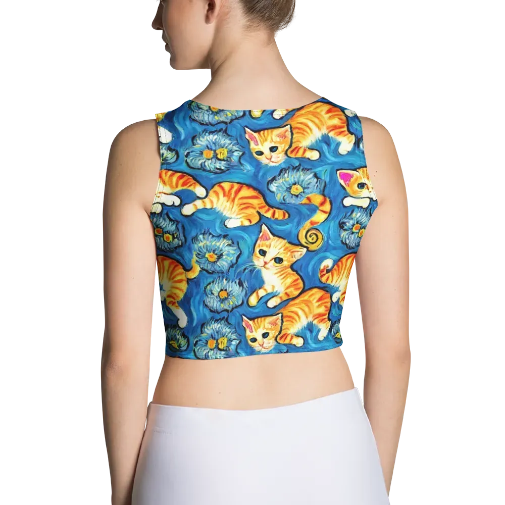 Indigo Marmalade Cats on Crop Top — Back