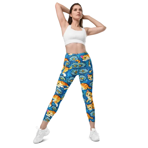 Indigo Marmalade Cats on a Leggings with Pockets