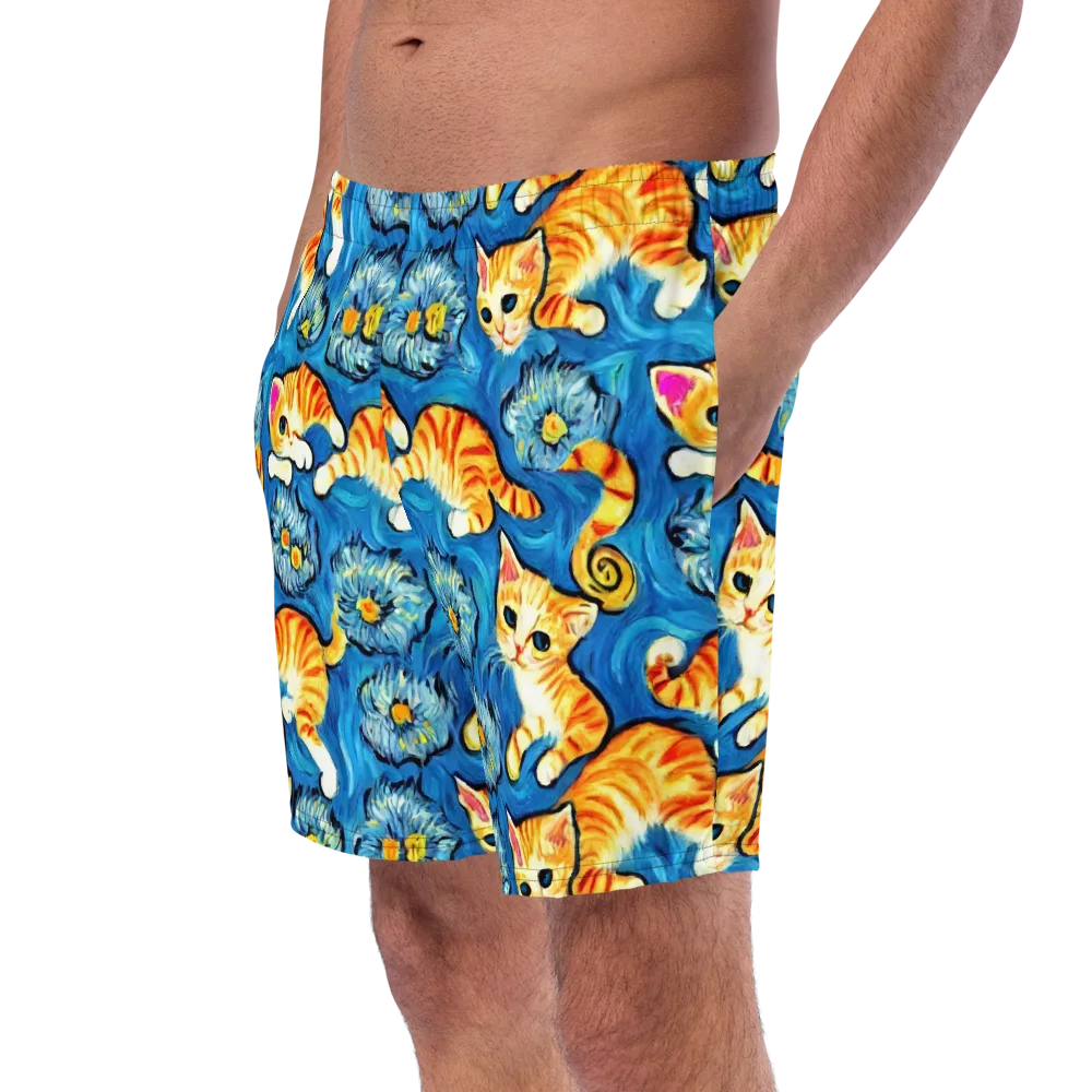 Indigo Marmalade Cats on Swim Trunks — Left Front