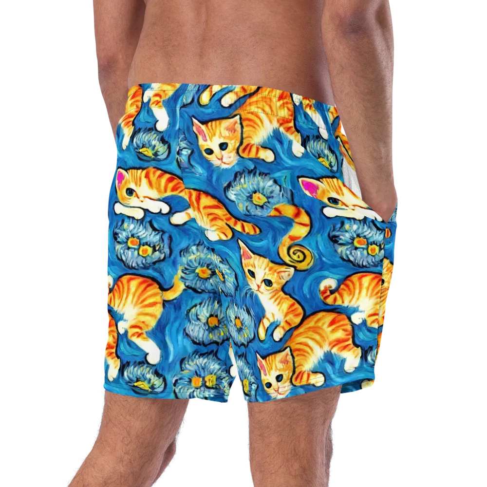 Indigo Marmalade Cats on Swim Trunks — Right Back