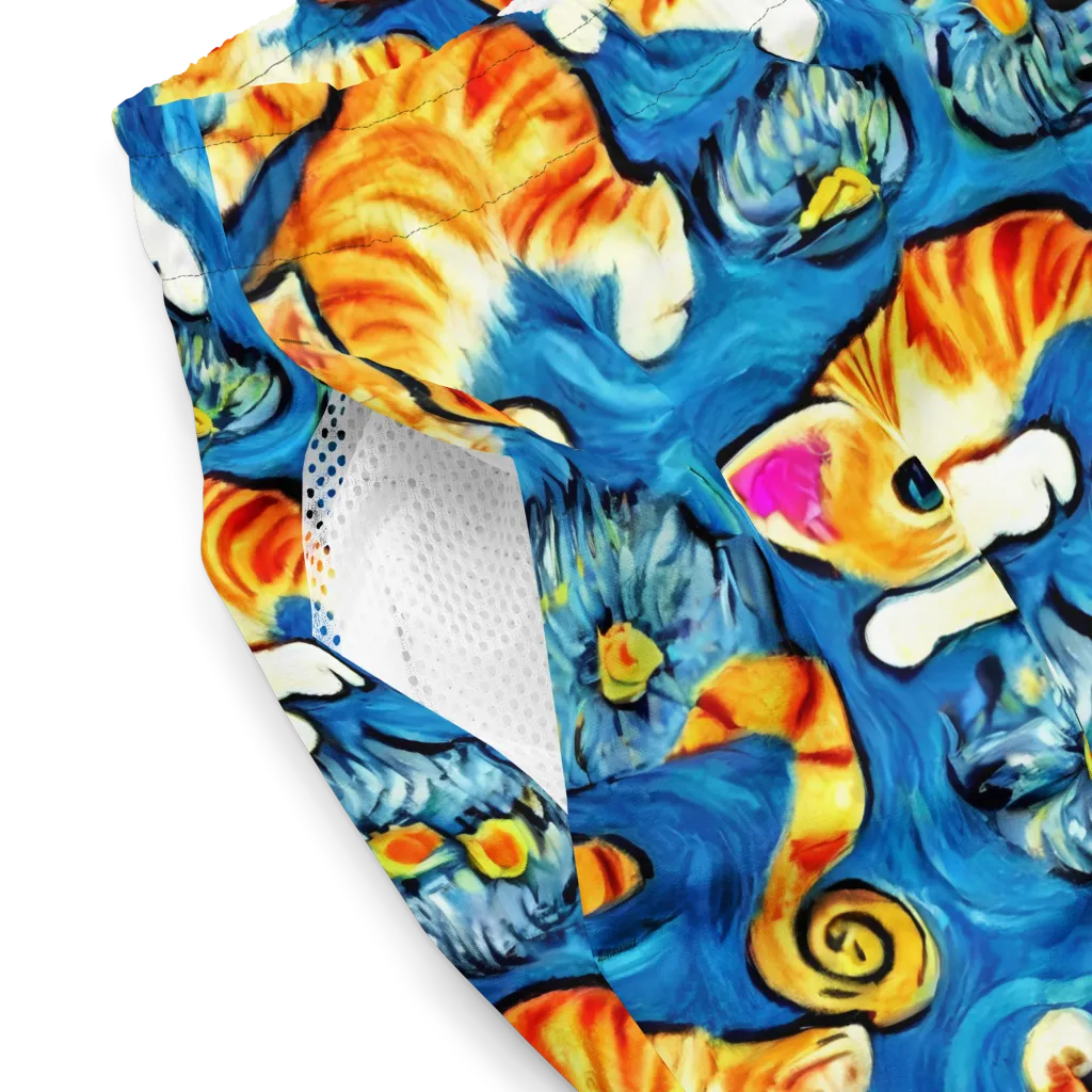 Indigo Marmalade Cats on Swim Trunks — Product details 2