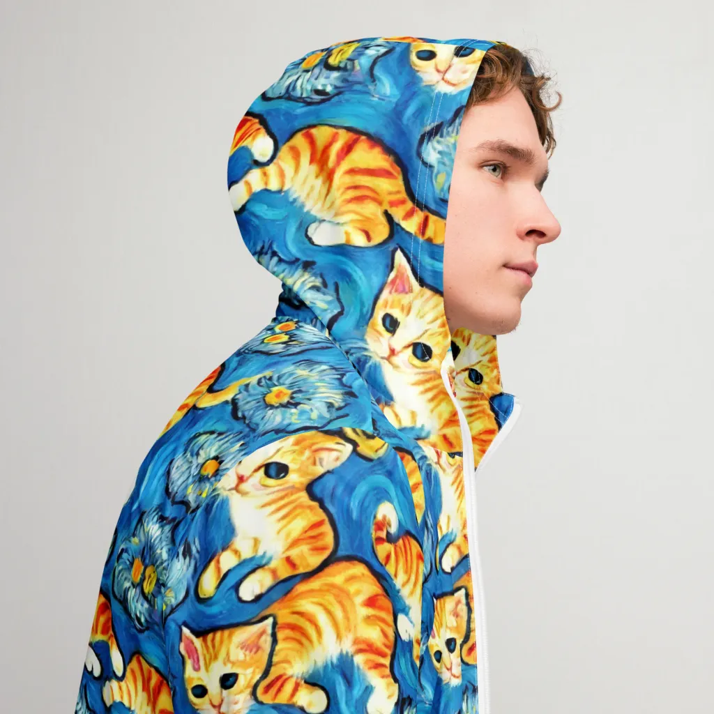 Indigo Marmalade Cats on Men's Windbreaker — Right