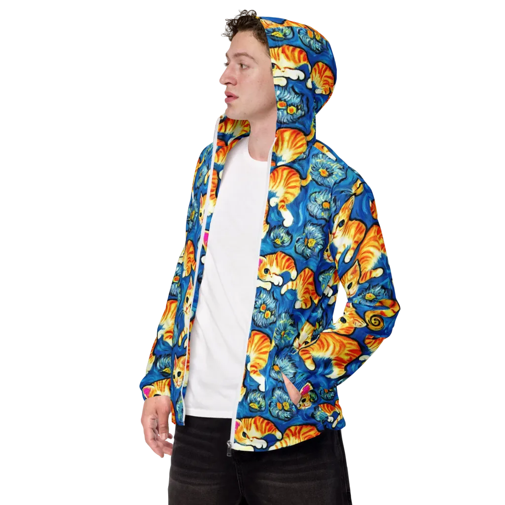 Indigo Marmalade Cats on Men's Windbreaker — Left Front
