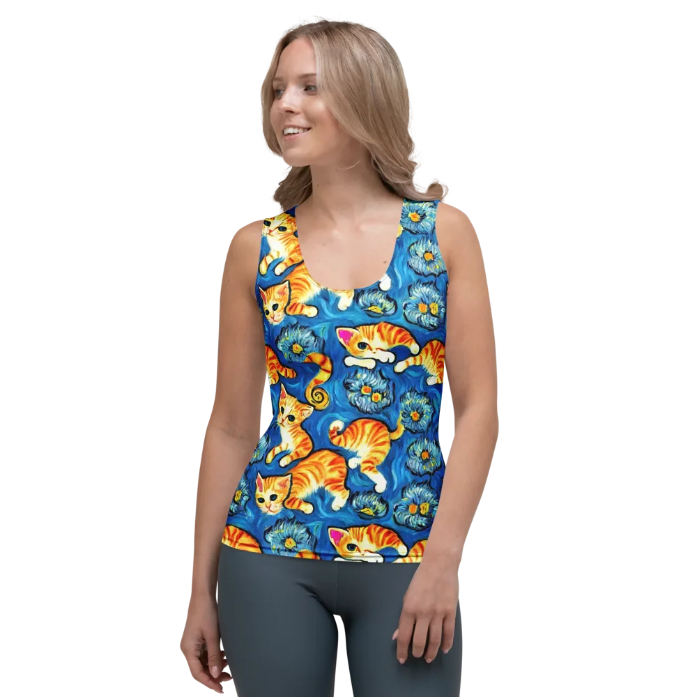 Indigo Marmalade Cats on Women's Tank Top — Front