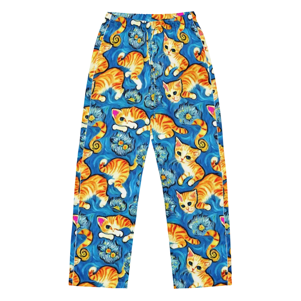 Indigo Marmalade Cats on Women's Pajama Pants — Front