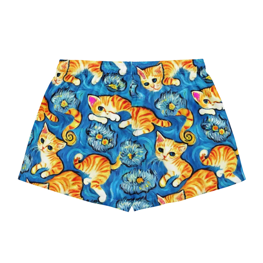 Indigo Marmalade Cats on Women's Pajama Shorts — Back