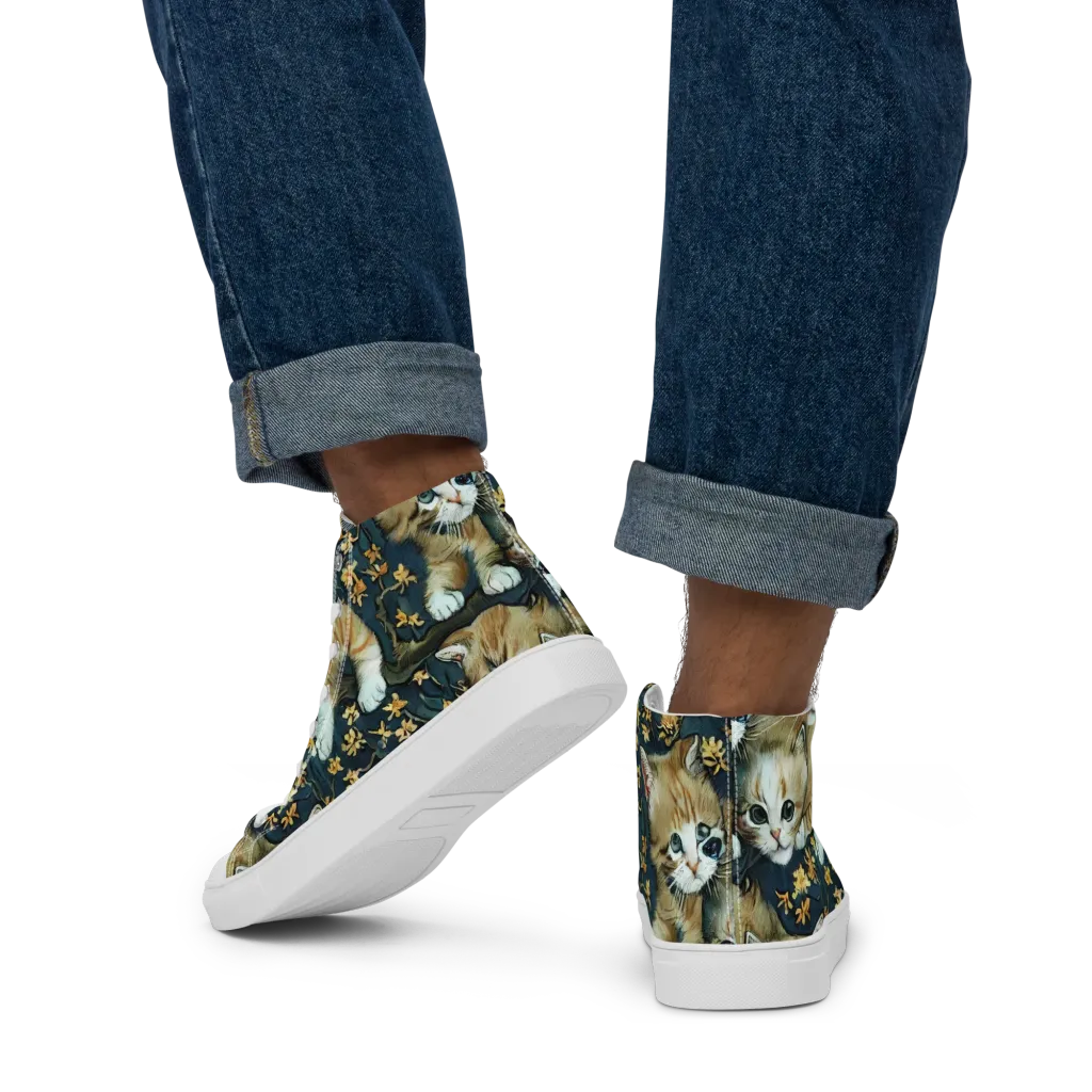 Psychedelic, Aries Moross on Men's High Top Canvas Shoes — Back