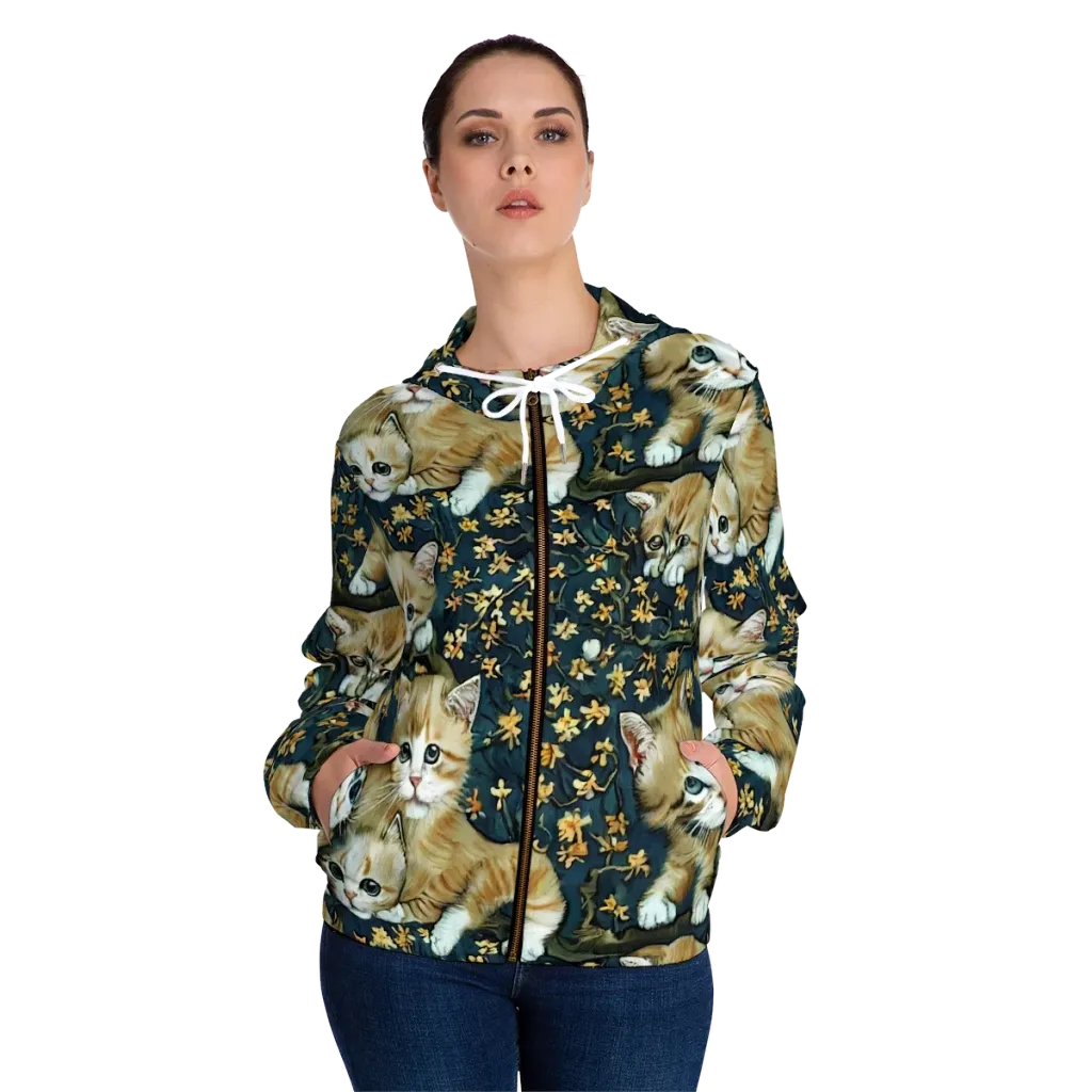 Psychedelic, Aries Moross on Women's Full-Zip Hoodie — Front On Person