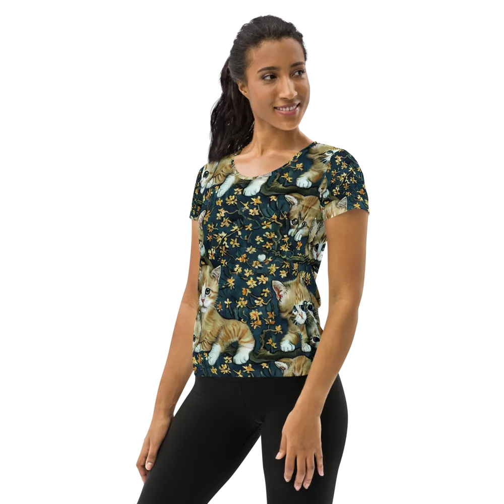 Psychedelic, Aries Moross on Women's Athletic T-Shirt — Left