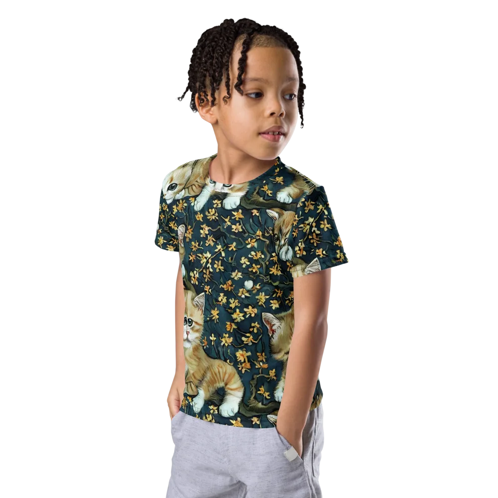 Psychedelic, Aries Moross on Kids Crew Neck T-Shirt — Left Front