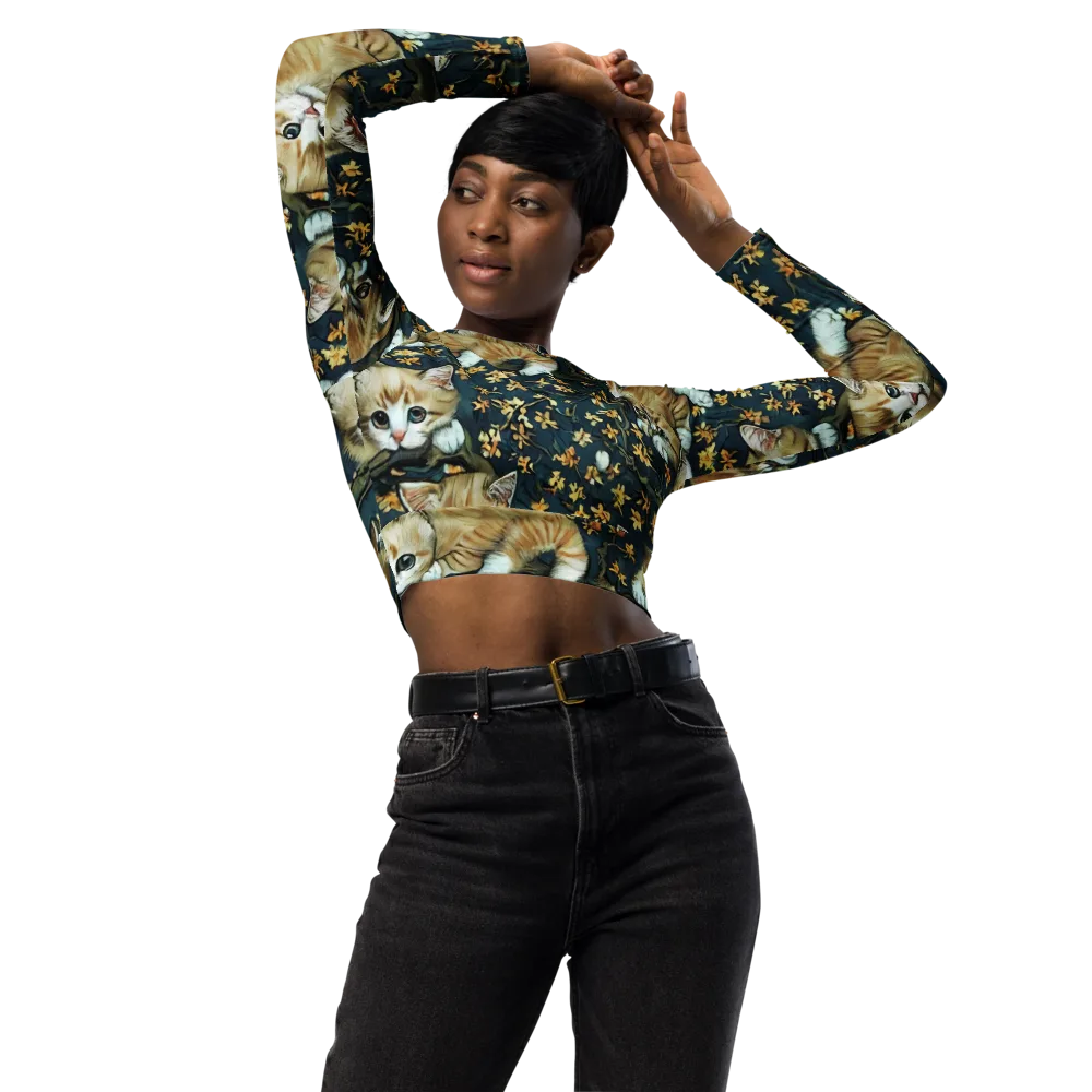 Psychedelic, Aries Moross on Long Sleeve Crop Top — Front