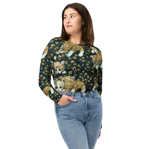 Psychedelic, Aries Moross on a Long Sleeve Crop Top