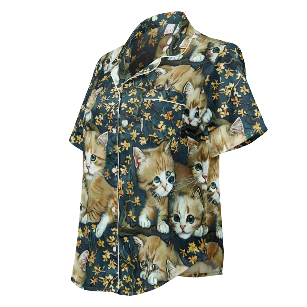 Psychedelic, Aries Moross on Women's Short Sleeve Pajama Top — Left Front