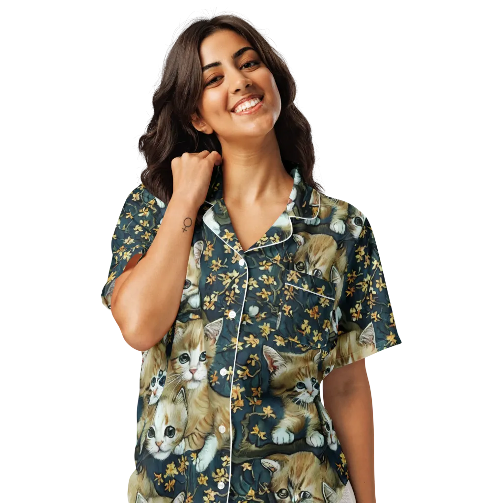 Psychedelic, Aries Moross on Women's Short Sleeve Pajama Top — Front