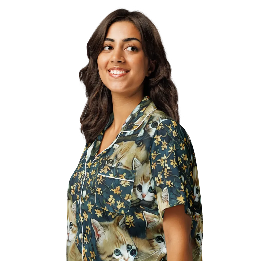 Psychedelic, Aries Moross on Women's Short Sleeve Pajama Top — Left Front