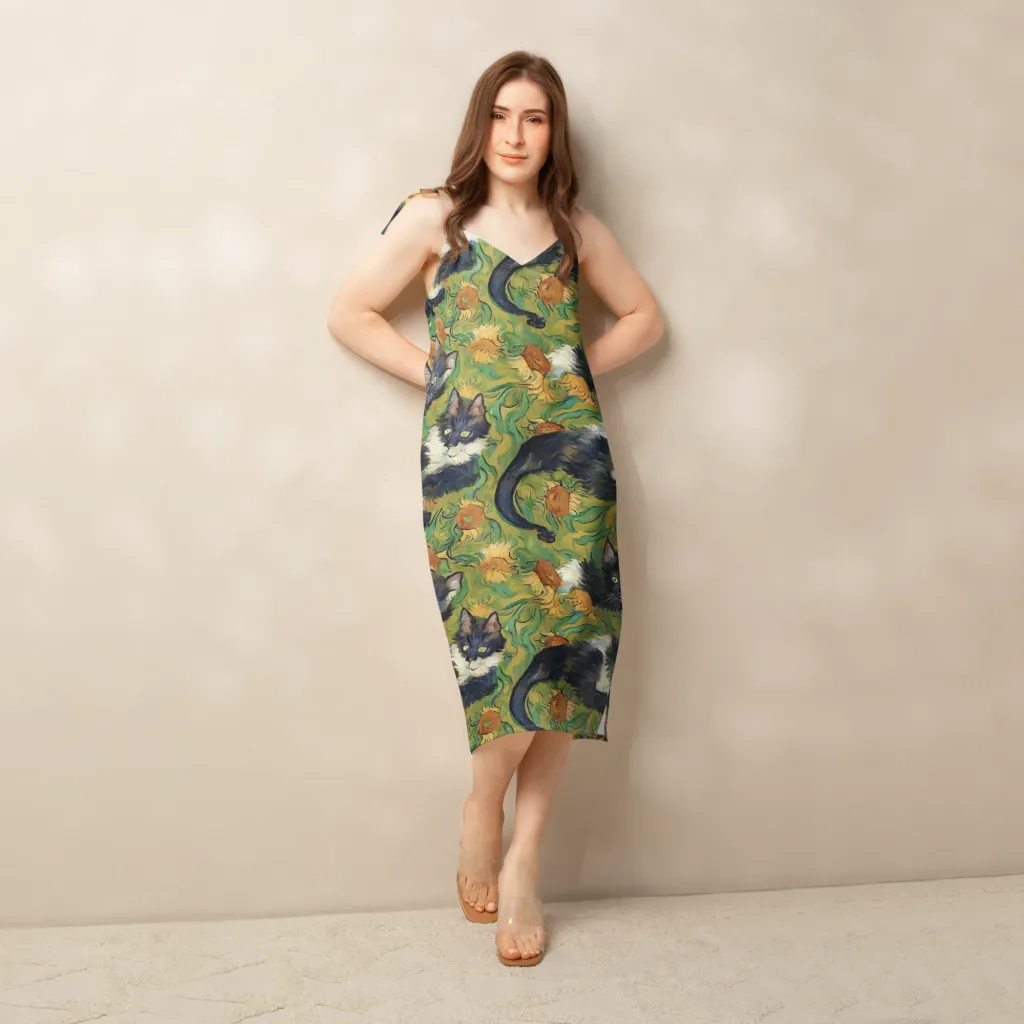 Marigold Catwalk on Slip Dress — Front
