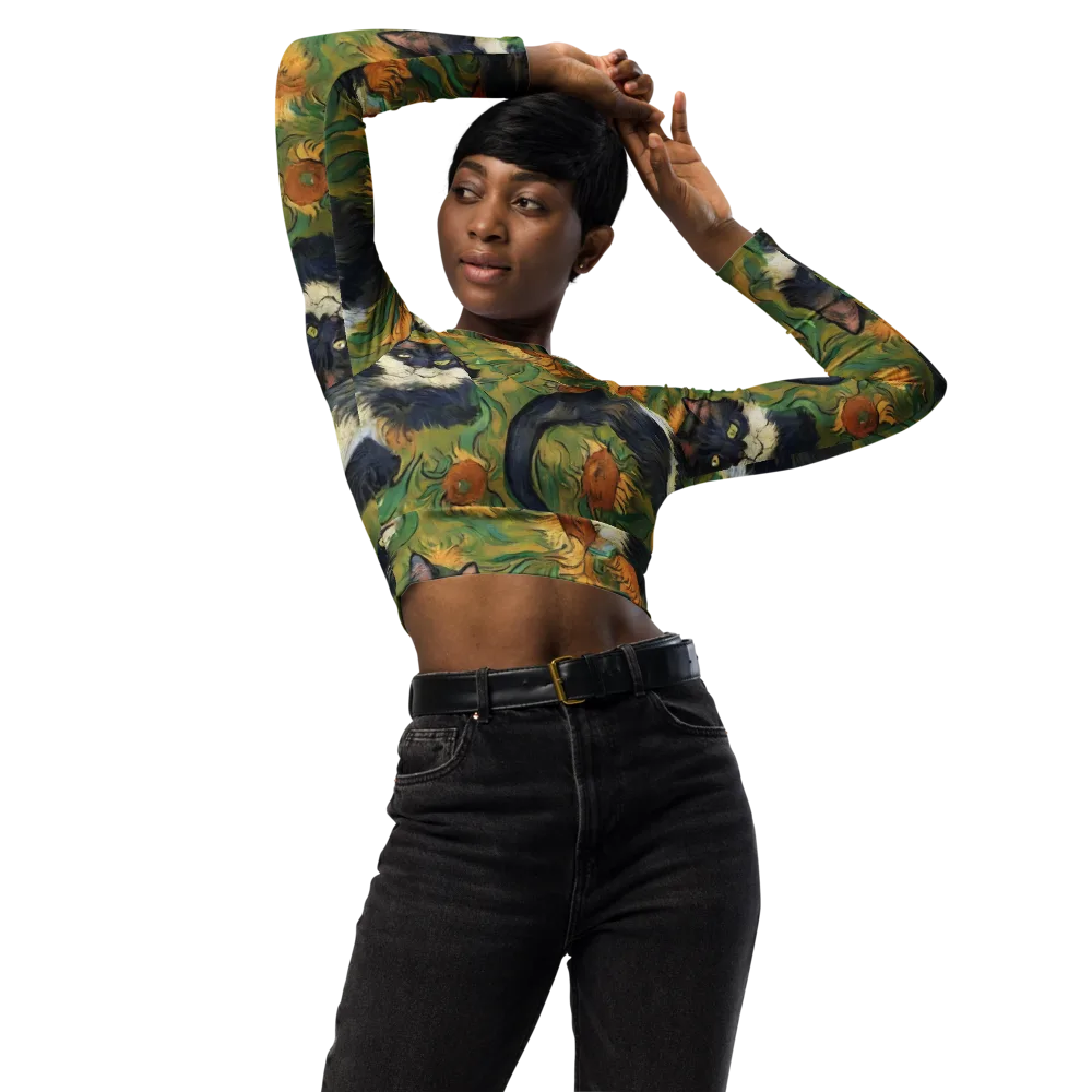 Marigold Catwalk on Long Sleeve Crop Top — Front