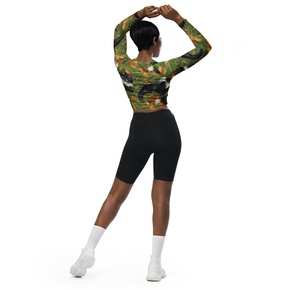 Marigold Catwalk on Long Sleeve Crop Top — Back