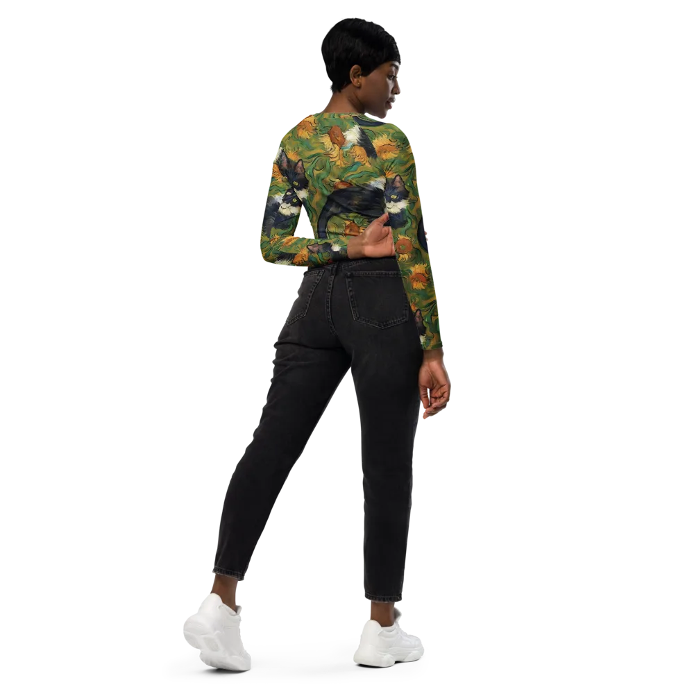 Marigold Catwalk on Long Sleeve Crop Top — Right Back