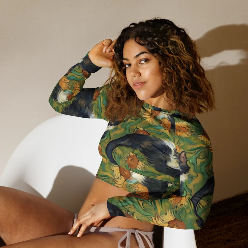 Marigold Catwalk on Long Sleeve Crop Top — Left Front