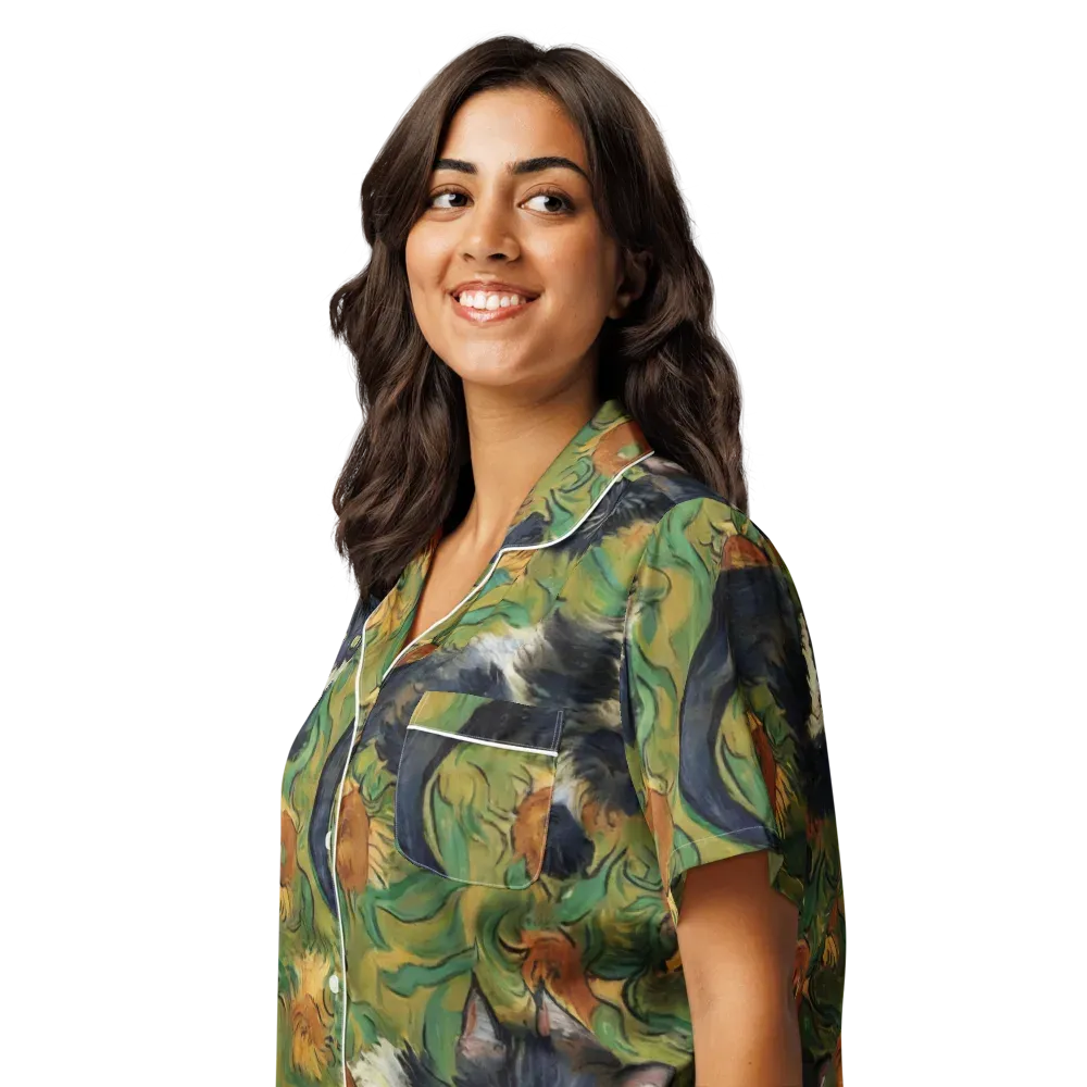Marigold Catwalk on Women's Short Sleeve Pajama Top — Left Front