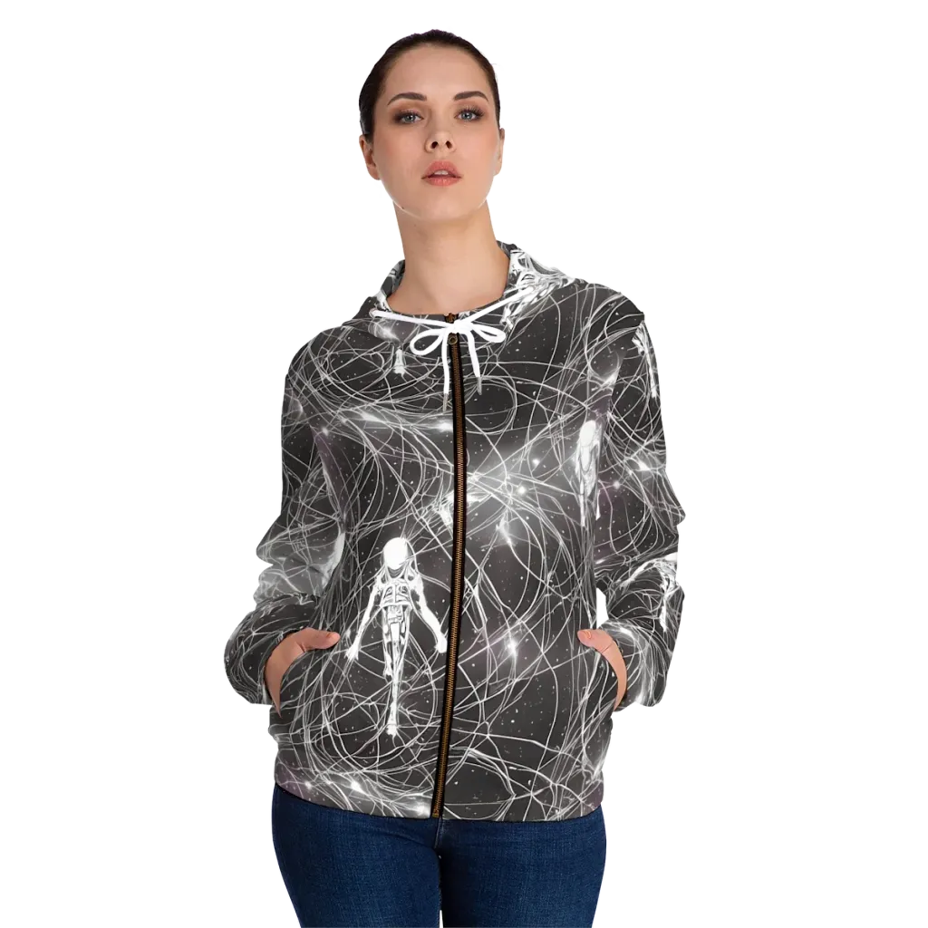 Void Weavers on Women's Full-Zip Hoodie — Front On Person