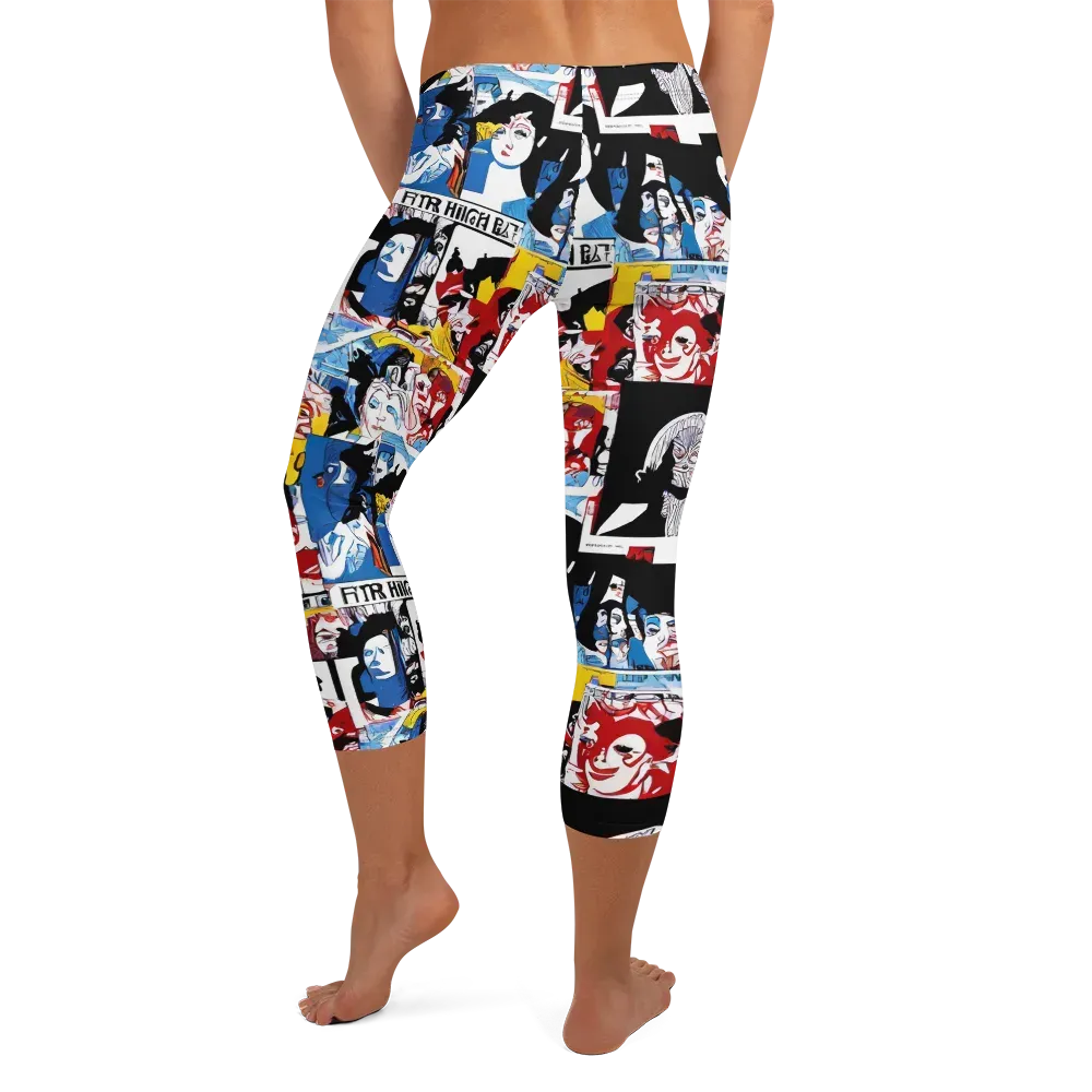 Pop Art Parade on Capri Leggings — Back